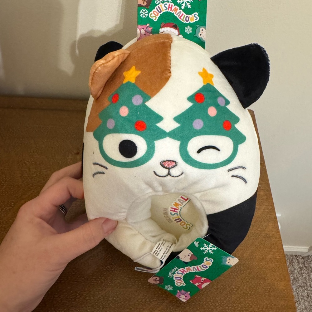 Squishmallows Festive Brown and White Cat Plush